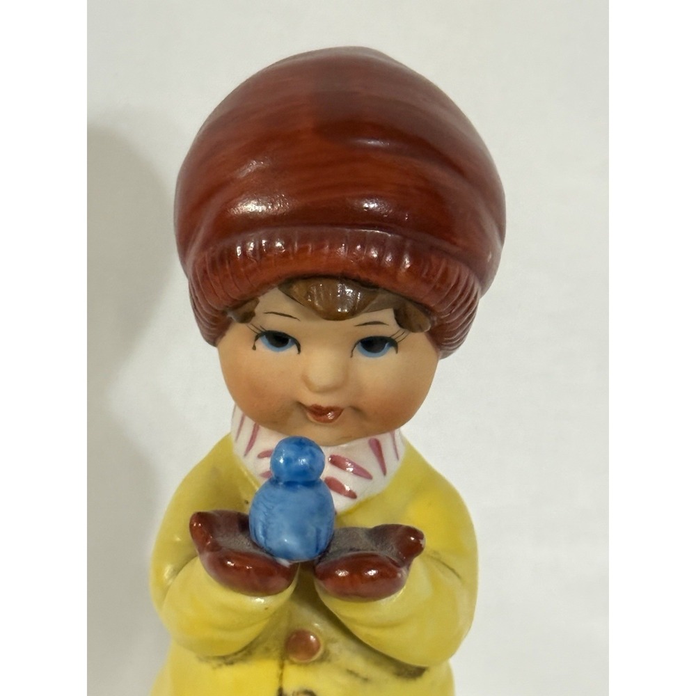 Vintage 1960s Gorham Japan Music Box Figurine Girl w Bird Hummel Style - Picture 3 of 10